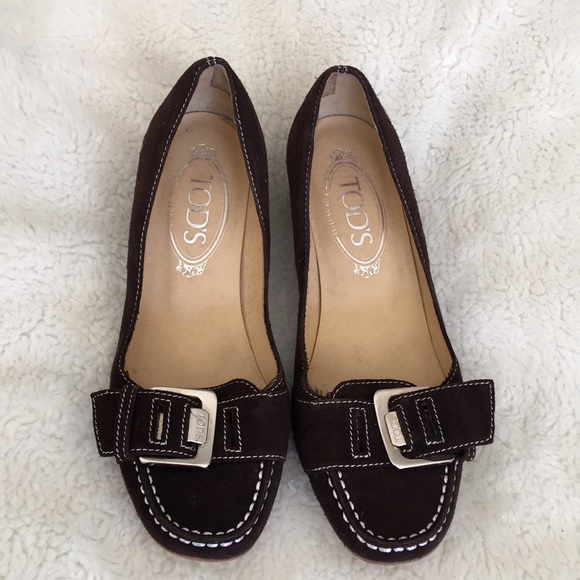 Tod's Shoes - Tod’s Brown Suede Buckle Heels size 5 1/2